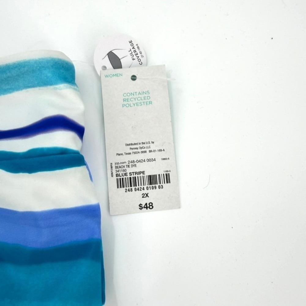 Outdoor Oasis Women 2X Blue Stripe High Waisted Full Coverage Bikini Bottoms NWT - Picture 3 of 9